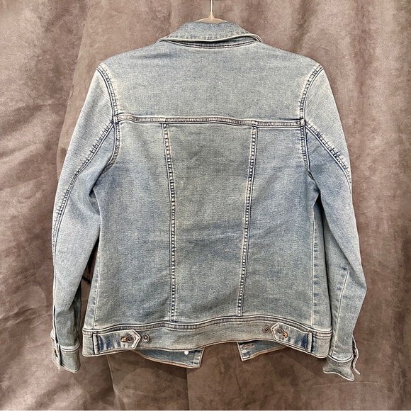 Light Wash Denim Jacket Stretch Cotton-Blend Classic Trucker Coastal Blue S Soma - Picture 13 of 15